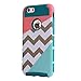 iphone 6 case,BAISRKE[2in1] Heavy Duty Hybrid Hard Case for Apple Iphone 6, 6s, 6g, 6th Generation,Powder Blue Mint Teal and Coral Pink Split Chevron Design Cover (Teal Silicone Shell)