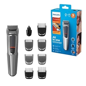 Philips-9-in-1-All-In-One-Trimmer-Series-3000-Grooming-Kit-for-Beard-Hair-with-9-Attachments-Including-Nose-Trimmer-Self-Sharpening-Blades-UK-3-Pin-Plug-MG372233 Philips 9-in-1 All-In-One Trimmer, Series 3000 Grooming Kit for Beard & Hair with 9 Attachments, Including Nose Trimmer…