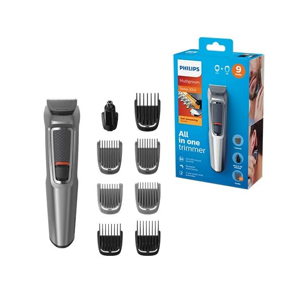 Philips-9-in-1-All-In-One-Trimmer-Series-3000-Grooming-Kit-for-Beard-Hair-with-9-Attachments-Including-Nose-Trimmer-Self-Sharpening-Blades-UK-3-Pin-Plug-MG372233 Philips 9-in-1 All-In-One Trimmer, Series 3000 Grooming Kit for Beard & Hair with 9 Attachments, Including Nose Trimmer…