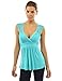 PattyBoutik Women's Ruched Eyelet Tie Back Sleeveless Tops (Turquoise S)