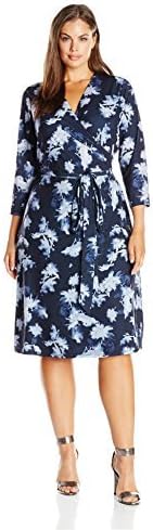 MYNT 1972 Women's Plus Size Exotic Floral Print Wrap Dress