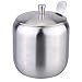 Anself Stainless Steel Cruet Seasoning Condiment Pot Sugar Coffee Can Container Drum Shaped with Spoon