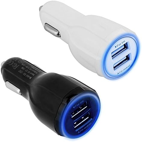 Car Charger, Apriletter (2-Pack) Dual Port 3.1A USB Car Charger Adapter High Speed Charging for Apple iPhone 7/7Plus/6/6 Plus Samsung Galaxy S8/S7/S6/Edge Etc (Black&White)