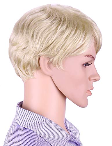 Sotica Short Blonde Wigs with Hair Bangs for Men Subtle Natural Curly Men's Toupee Wigs - Thumbnail 4