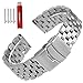 Hstrap Quick Release Solid Stainless Steel Watch Band Bracelet Strap 18mm/20mm/22mm/24mm Double Locking Clasp for Mens Women (20mm, Silver)