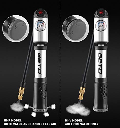 beto 2 in 1 Shock Tire 2-Stage Mini Pump, High Pressure 300 Psi / 21 Bar for Presta, Schrader Mountain Bike Road Bicycle- Mounting Bracket Included (White)