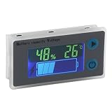 Battery Monitor, DROK 10-100V Digital Battery Capacity Tester, Percentage Level Voltage Temperature Switch Meter Gauge 12V 24V 36V 48V LCD Display Marine RV Battery Power Indicator Panel