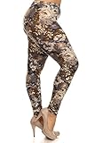 Leggings Depot Ultra Soft Women's Popular Best Printed Fashion Leggings Batch11 (Plus (Size 12-24), Beige Floral)