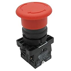 mxuteuk 2pcs 22mm 2 NC Red Mushroom Emergency Stop