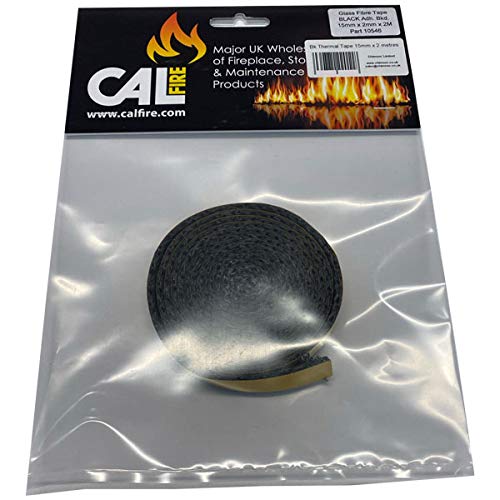 CHIMSOC Black Thermal Self Adhesive Tape for Stove Glass - 15mm x 2mm x 2 Metres