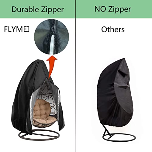 FLYMEI 【Upgraded】 Patio Egg Chair Covers with Zipper, Durable Large Wicker Egg Swing Chair