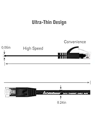 Cat 6 cable de Ethernet 3 ft (6 Pack) (a un precio CAT5e pero banda superior) Flat Internet   Cable de red CAT6 Ethernet Patch Cable corto   Negro Cable de computadora con Snagless Conectores RJ45