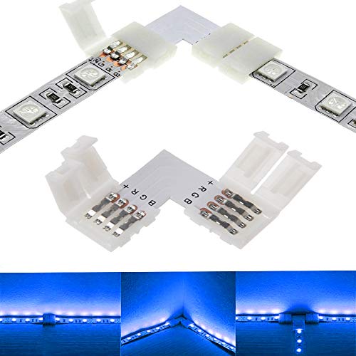 L Shape 4Pin RGB LED Light Strip Connectors 10mm Unwired Gapless