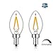 1W Dimmable LED Filament C7 Night Light Bulb, 2700K Warm White 150LM, 15W Incandescent Replacement, E12 Candelabra Base Lamp C7 Mini Torpedo Shape, 360° Beam Angle, 2 Pack