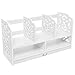 MyGift Large 23-Inch White Openword Design Desktop 2-Tier Book and Stationary Organizer Rack, Countertop Bookcase Shelf