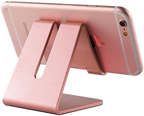 Tablet Phone Stand Universal Solid Aluminum Alloy Metal Mobile Phone Desktop Holder Cradle For iPad mini 4 iPhone 6s 6s Plus iphone SE (Rose red)