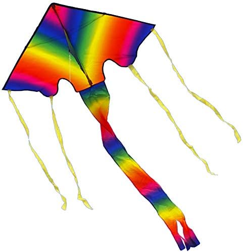 Besra Rainbow Kite Single Line Delta Kite with Long Tail for Kids and Adults Outdoor Fun Sports for Beach & Park
