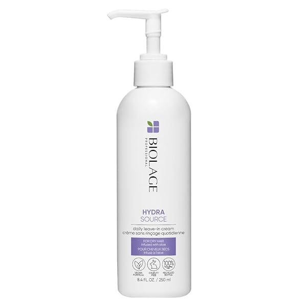 BIOLAGE HYDRA SOURCE DAILY LEAVE-IN CREAM – FOR FINE TO MEDIUM HAIR, SMOOTHS DRY, FRIZZY HAIR & PREVENTS BREAKAGE, PARABEN-FREE, 8.5 FL OZ