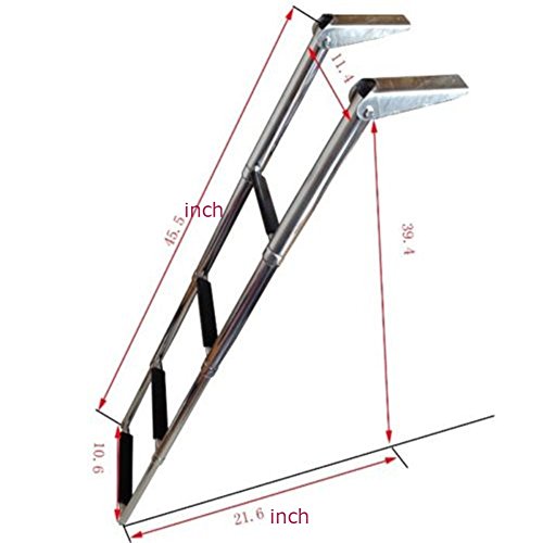 spareflying 4 Step Stainless Steel Telescoping Marine Boat Yacht Ladder Swim Step by - Thumbnail 3