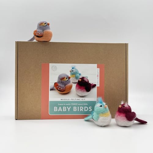 Bergin & Bath Needle Felting Kit Baby Birds - Adult and Teen Arts and Craft Kit for Making Three Little Wool Needle Felted Bird Decorations