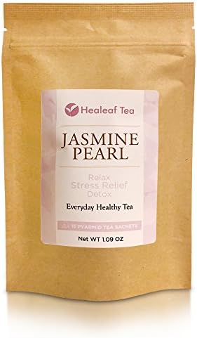 Healeaf Tea: Jasmine Pearl - Stress Relief Tea (15 Tea Bags) - Relax, Stress Relief, Detox, Metabolism, Healthier body, All Natural Teatox.