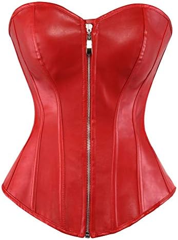 Faux Leather Corsets for Women Lace up Boned Waist Cincher Bustier Lingerie Overbust Gothic Corset Top