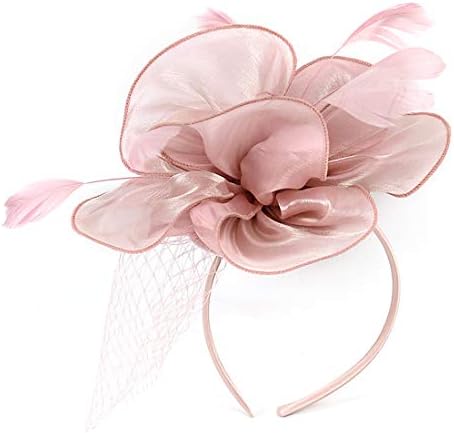 Sinamay Feather Fascinators Womens Pillbox Flower Derby Hat for Cocktail Ball Wedding Church Tea Party