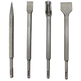 Amazon Co Jp Chunshenn ドリル ドライバー 4本250ミリメートルノミ セットポイントガウジフラットチゼル電気ハンマードリルビットブレークコンクリートレンガの壁掘削 スパイラル ステップドリル 産業 研究開発用品