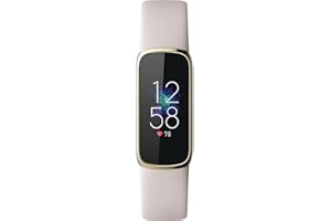 Fitbit Luxe-Fitness and Wellness-Tracker with Stress Management, Sleep-Tracking and 24/7 Heart Rate, One Size S L Bands Included, Lunar White/Soft Gold Stainless Steel, 1 Count