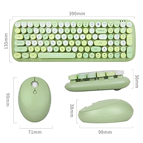 Letton Retro Typewriter Wireless Keyboard and Mouse Combo,2.4Ghz Cute