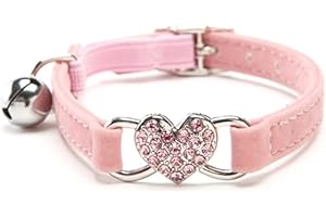 For Collar Adjustable Soft Velvet Kitten Elastic Belt With Shining Heart Decoration And 5 Colors For Girl Boy Cats With Perso