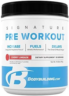 Bodybuilding Signature Pre Workout Powder | CARNOSYN, L-LEUCINE, L-CITRULLINE | Increases Focus, Fuels Performance | Cherry Limeade, 30 Servings