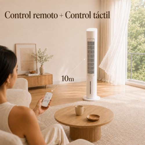 NOMEY Aire Acondicionado Portátil De Torre, 4 En 1 Enfriador de Aire Evaporativo con 3L de Tanque de Agua,Oscilación De 70°,12H Temporizador,4 Modos Y 3 Velocidades Con Control Remoto Climatizador