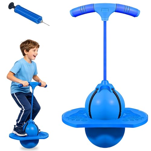 Pelota de Salto de Pogo, Pogo Balón de Salto, Pelota de Salto de Equilibrio, para Entrenar el Equilibrio, usable en salón, terraza y jardín, con Bomba (Azul)