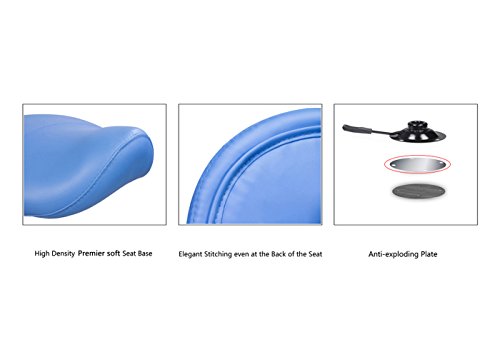 Grace & Grace Rolling Adjustable Comfortable Ergonomic Saddle Stool Series with Heavy Duty Metal Base for Clinic Spa Salons Classrooms Home (Blue) - Thumbnail 3