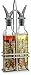 Gourmia GVD9990 Oil and Vinegar Dispenser Set - Elegant Square Design, Easy Flow Dual Drip-Free Spouts for Controlled Flow – Steel Wire Table and Counter Stand Holder