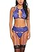 Avidlove Women Lace Lingerie Set with Garter Belts Teddy Babydoll Bodysuit Dark Blue M