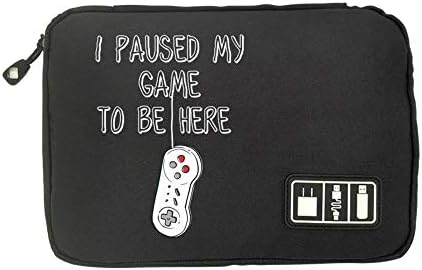 I Paused My Game to Be Here Fashion 3D Printing Electronics Accessories Organizer Bag,Portable Tech Gear Phone Accessories Storage Carrying Travel Case Bag, Headphone Earphone Cable Organizer Bag