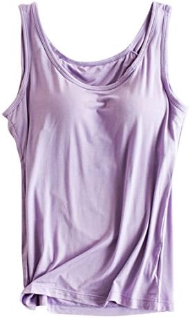 Cutiefox Womens Modal Built-in Bra Padded Straps Camisole Yoga Tanks Tops Cami Solid Colors