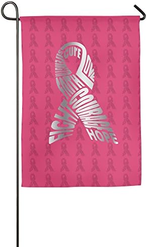 Breast Cancer Support Ribbo Platinum Style Garden Flag