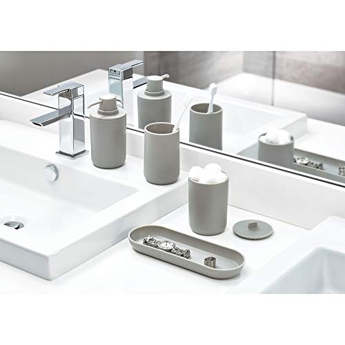 iDesign Cade Holder, Holds Normal Toothbrushes, Spin Brushes, and Toothpaste, Matte Gray