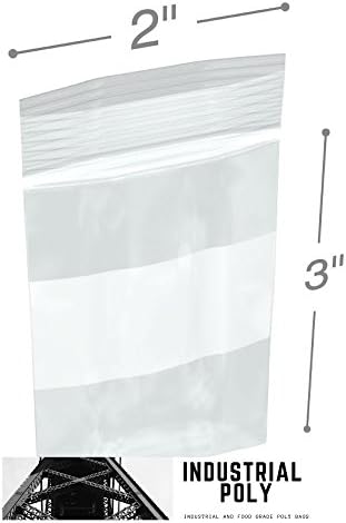 200 PACK - Heavy Duty 2 Mil Clear Plastic Ziplock Bag With White Write On Block Label Your Contents.-- Pack of 200 Compare to Uline S-1905 (2" X 3")