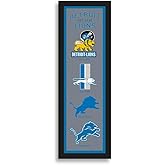 Sporticulture NFL Wall Art Detroit Lions Logo Heritage Print - Small Size 8" x 26" Framed Football Poster Sports Logo Merchandise - Perfect Gifts For Men & Women Fans for Bedroom & Man Cave