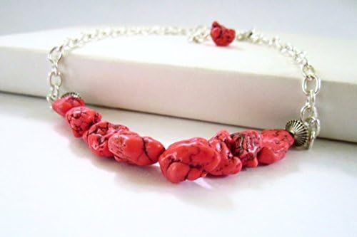 Ladies Adjustable Western Pink Turquoise Nugget Gemstone Boot Bracelet 15-Inches