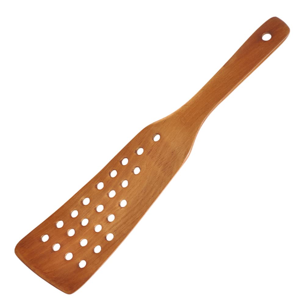 GANAZONO 13 Inch Wooden Non-Stick Slotted Spatula with 24 Holes Kitchen Cooking Utensil for Household and Restaurant Use