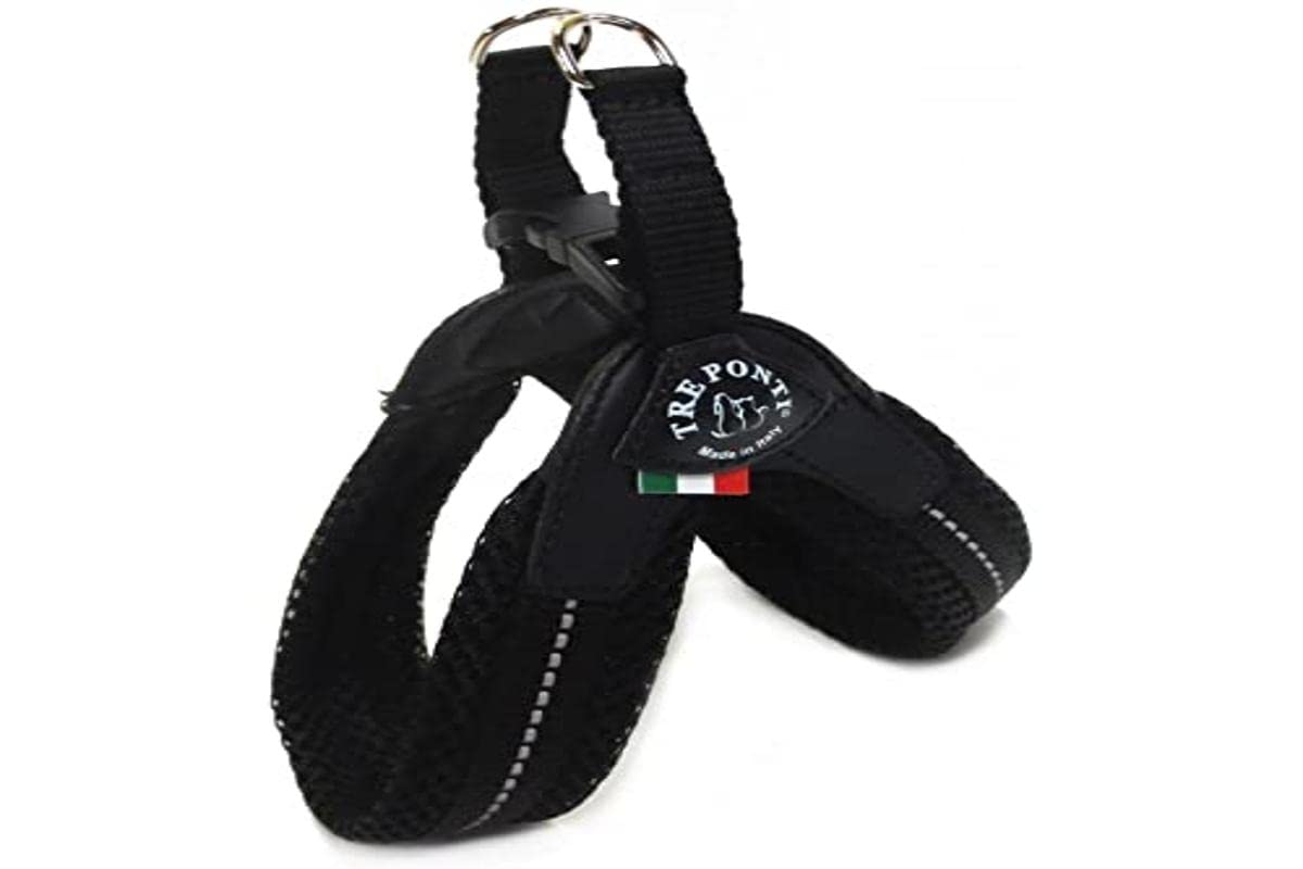 Tre Ponti Fibbia Small Dog Mesh Harness, 2.5 cm, Black
