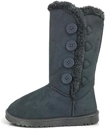 Womens Trish Soft Fur Lined Warm Winter Boot Mid Calf Suede Girls, Leopard, 7