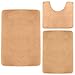 Clara Clark 3 Piece Bathroom Rugs Bath Mat Set, Velvet Memory Foam Bath Mats for Bathroom - Non-Slip, PVC Backing Bath Rugs, Washable - Dries Quickly, Beige