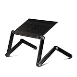 Furinno X7-BK Ergonomics Aluminum Adjustable Cooling Fan Laptop Tray Table, Black