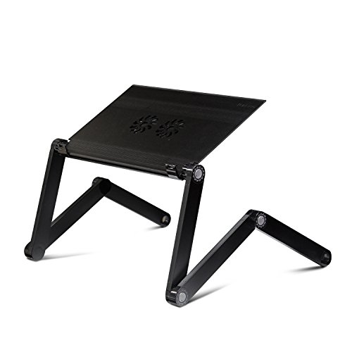Furinno X7-BK Ergonomics Aluminum Adjustable Cooling Fan Laptop Tray Table, Black